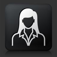Black Square Button with Woman Face N19
