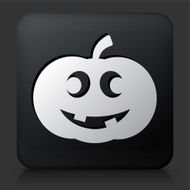 Black Square Button with Carved Halloween Pumpkin