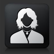 Black Square Button with Woman Face N20