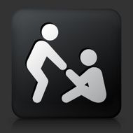Black Square Button with Helping Hand Icon N3