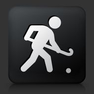 Black Square Button with Hockey Icon N2