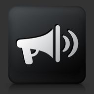 Black Square Button with Broadcasting Megaphone Icon N2