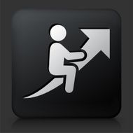 Black Square Button with Businessman Progress Arrow