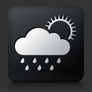 Black Square Button with Rainy Weather