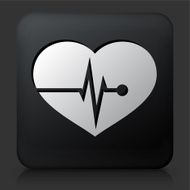 Black Square Button with Heart Beat Icon N2