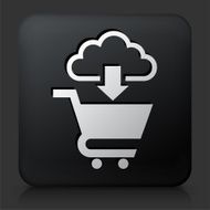 Black Square Button with Shopping Cart Cloud Computing Icon
