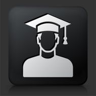 Black Square Button with Graduating Male Face