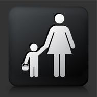 Black Square Button with Mother and Child Trick-or-Treating N2