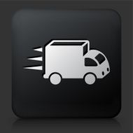 Black Square Button with Speeding Truck