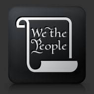 Black Square Button with American Constitution Icon