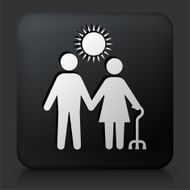 Black Square Button with Care Giver