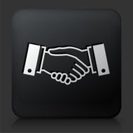 Black Square Button with Handshake Icon N10