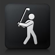Black Square Button with Golf Player N2