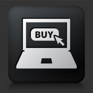 Black Square Button with Laptop Buy Sign