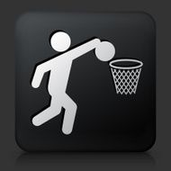 Black Square Button with Basketball Icon N3