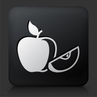 Black Square Button with Sliced Apple N2