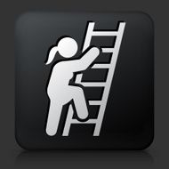 Black Square Button with Success Ladder Icon