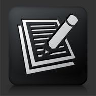 Black Square Button with Paper &amp; Pencil N3