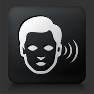 Black Square Button with Hearing Loss