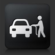 Black Square Button with Car at Gas Station