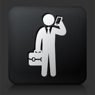 Black Square Button with Businessman &amp; Calling Icon