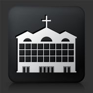 Black Square Button with Church Building Icon N13