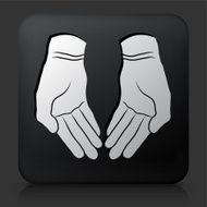 Black Square Button with Open Hands Icon