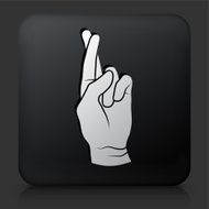 Black Square Button with Fingers Crossed Icon