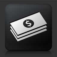 Black Square Button with Dollar Bills Icon N2