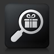Black Square Button with Searching Gifts Icon
