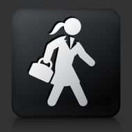 Black Square Button with Businesswoman Briefcase Icon