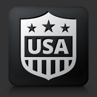 Black square button with USA Shield