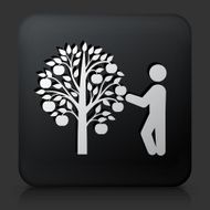 Black Square Button with Tree Harvest Icon
