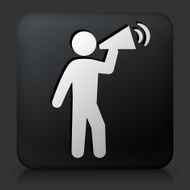 Black Square Button with Megaphone Rally Icon