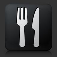 Black Square Button with Food Utensils Icon