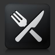 Black Square Button with Food Utensils Icon N2