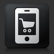 Black Square Button with Phone Shopping Icon