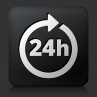 Black Square Button with 24 Hour Service Icon