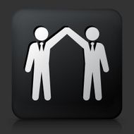 Black Square Button with Business Partnership Icon