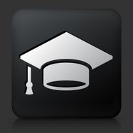 Black Square Button with Graduation Cap Icon N2