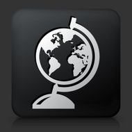 Black Square Button with Globe Stand Icon