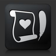 Black Square Button with Love Letter Icon N2