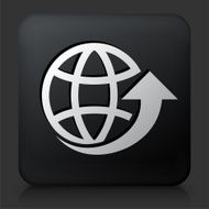 Black Square Button with Globe Arrow