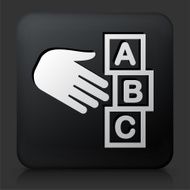 Black Square Button with ABC Blocks N2