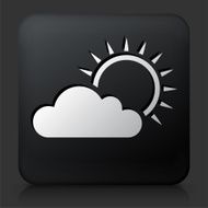 Black Square Button with Cloudy Weather