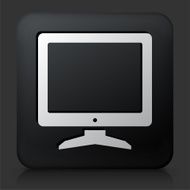 Black Square Button with Computer Monitor