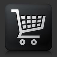 Black Square Button with Shopping Cart N6