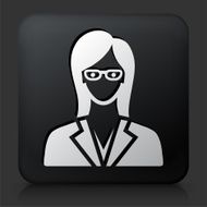 Black Square Button with Female Face Icon N38
