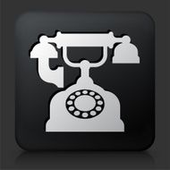 Black Square Button with Antique Phone Icon N3