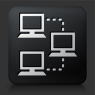 Black Square Button with Computer Network Icon